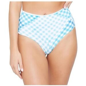 L*Space Blue and White Gingham High-Waisted Portia Bikini, NWT